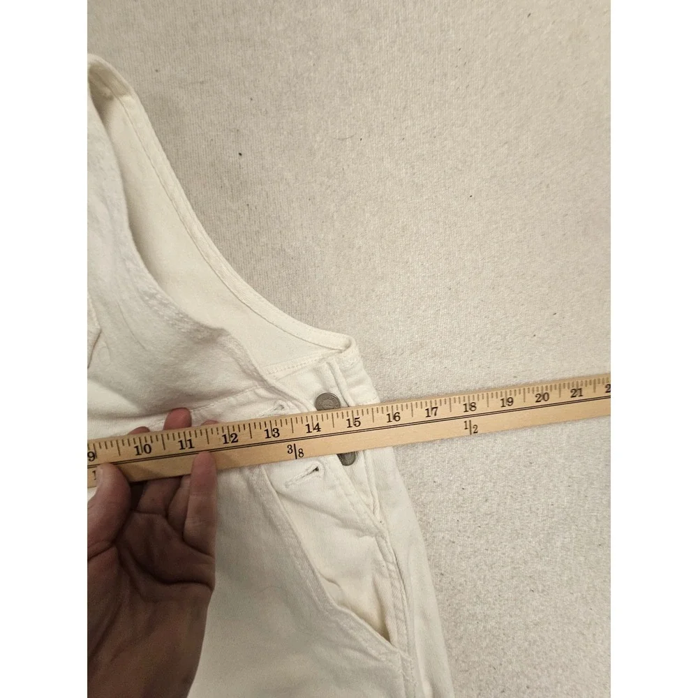 Hollister White High‎ Rise Vintage Short Overalls Size S 3 Inch Inseam Stretch